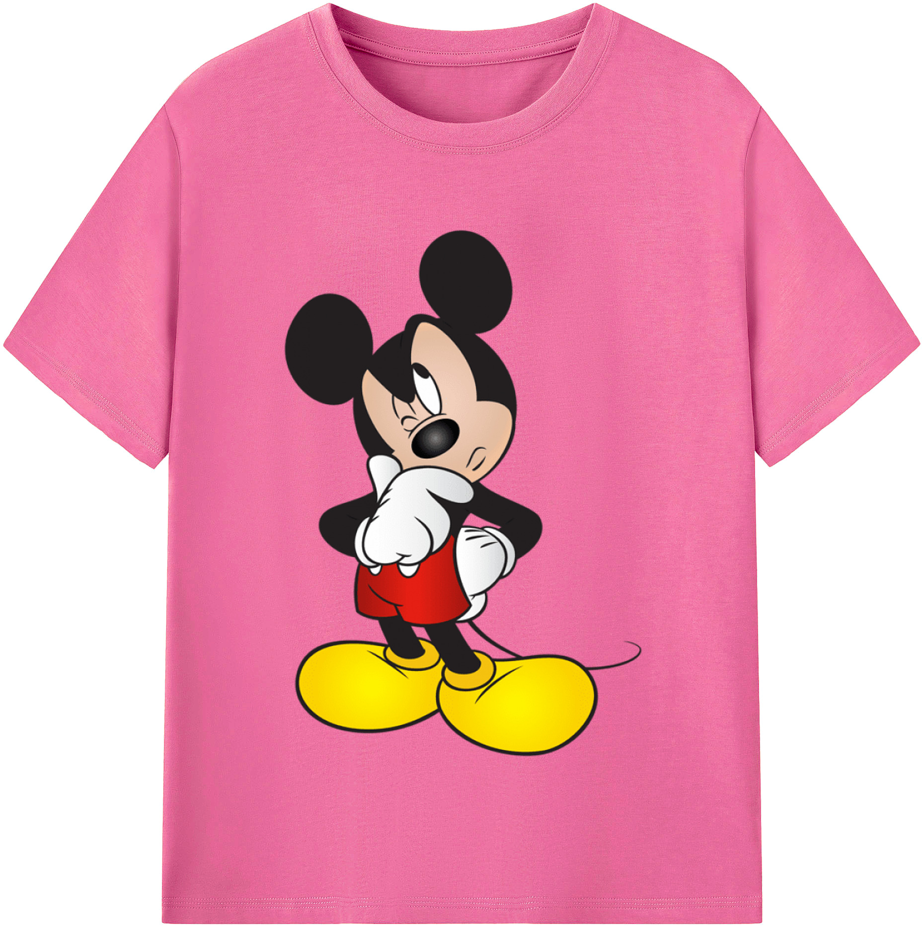 （画像用） ミッキーマウス Mickey Mouse レディースカジュアルプリントTシャツ（綿100％）